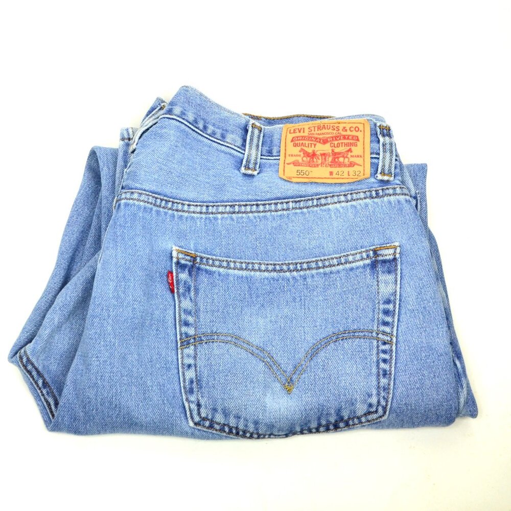 Levi's 550 Men's Size W42 L32 Blue Relaxed Fit Denim Jeans